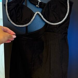 White Fox Boutique Black Dress with Sparkling Trim